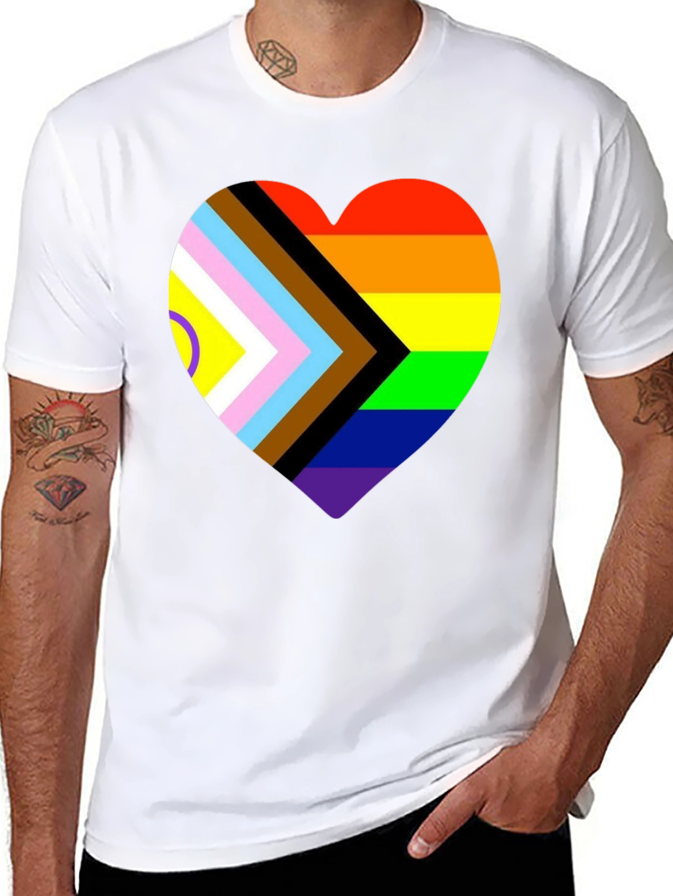 Progress Pride Heart T-Shirt - Inclusive Love
