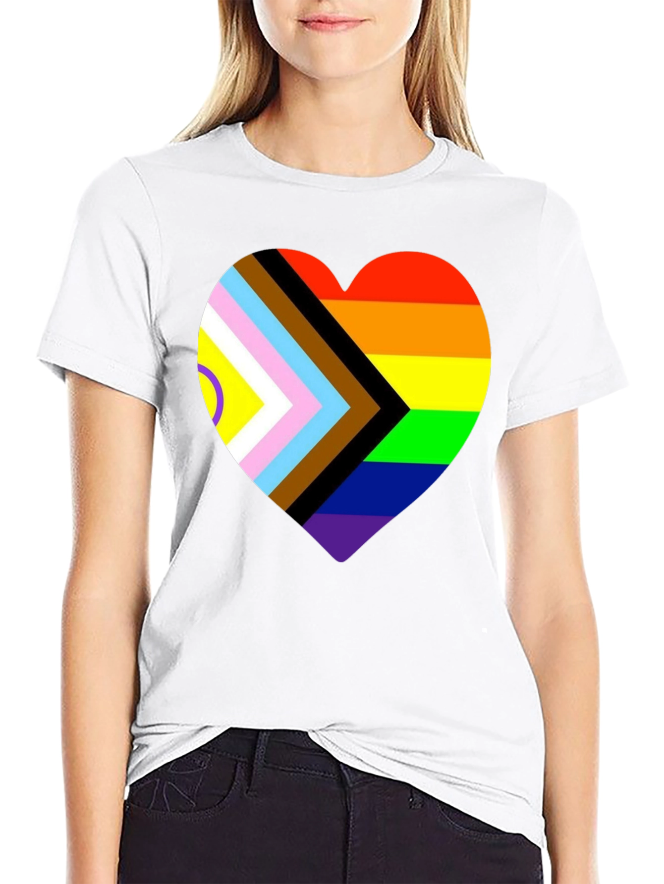 Progress Pride Heart T-Shirt - Inclusive Love