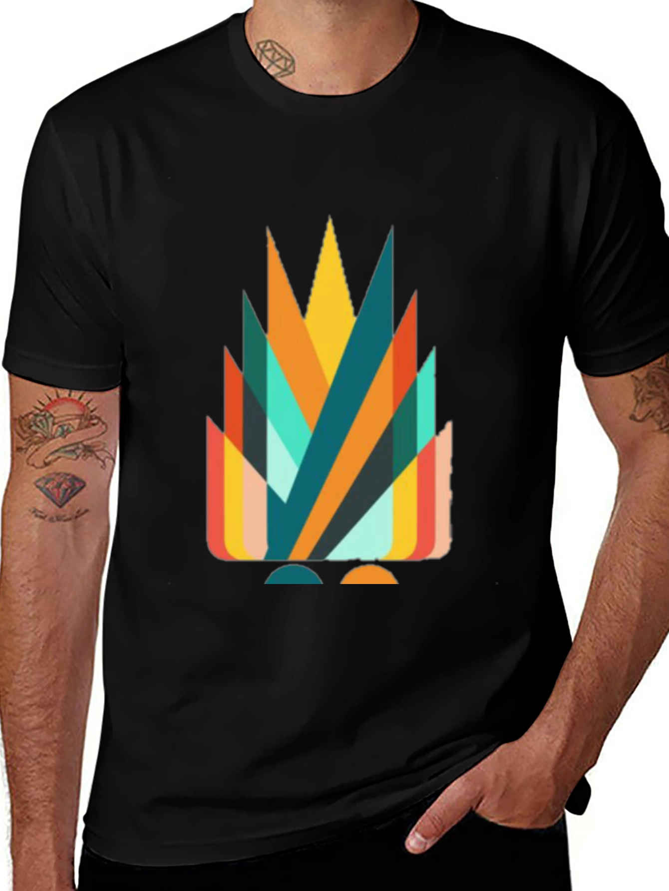 Geometric Abstract Graphic Tee - Stylish Casual Wear