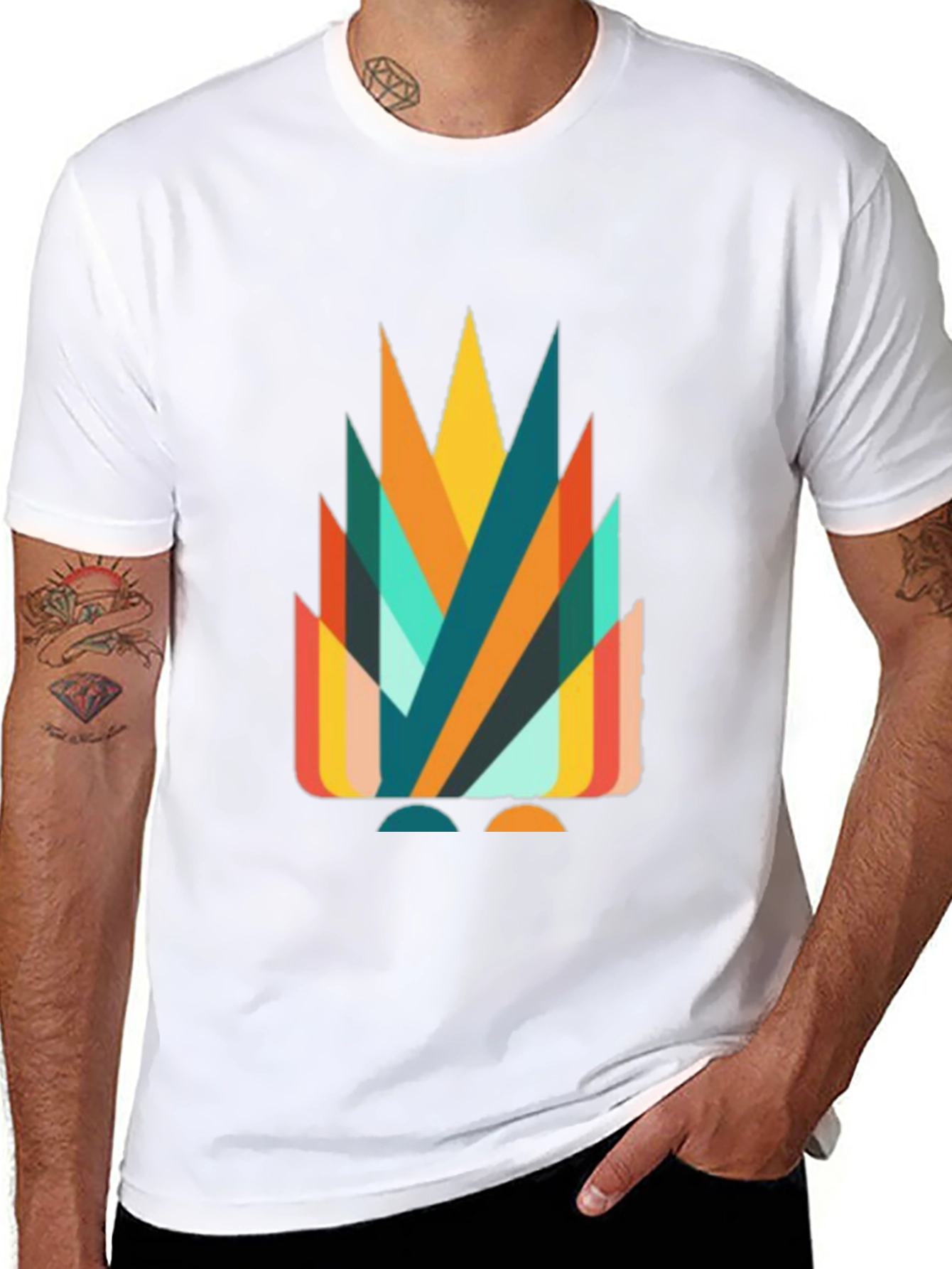 Geometric Abstract Graphic Tee - Stylish Casual Wear