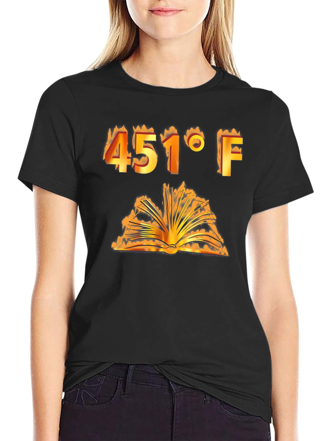 Burning Book 451°F T-Shirt - Fahrenheit Novel Tee