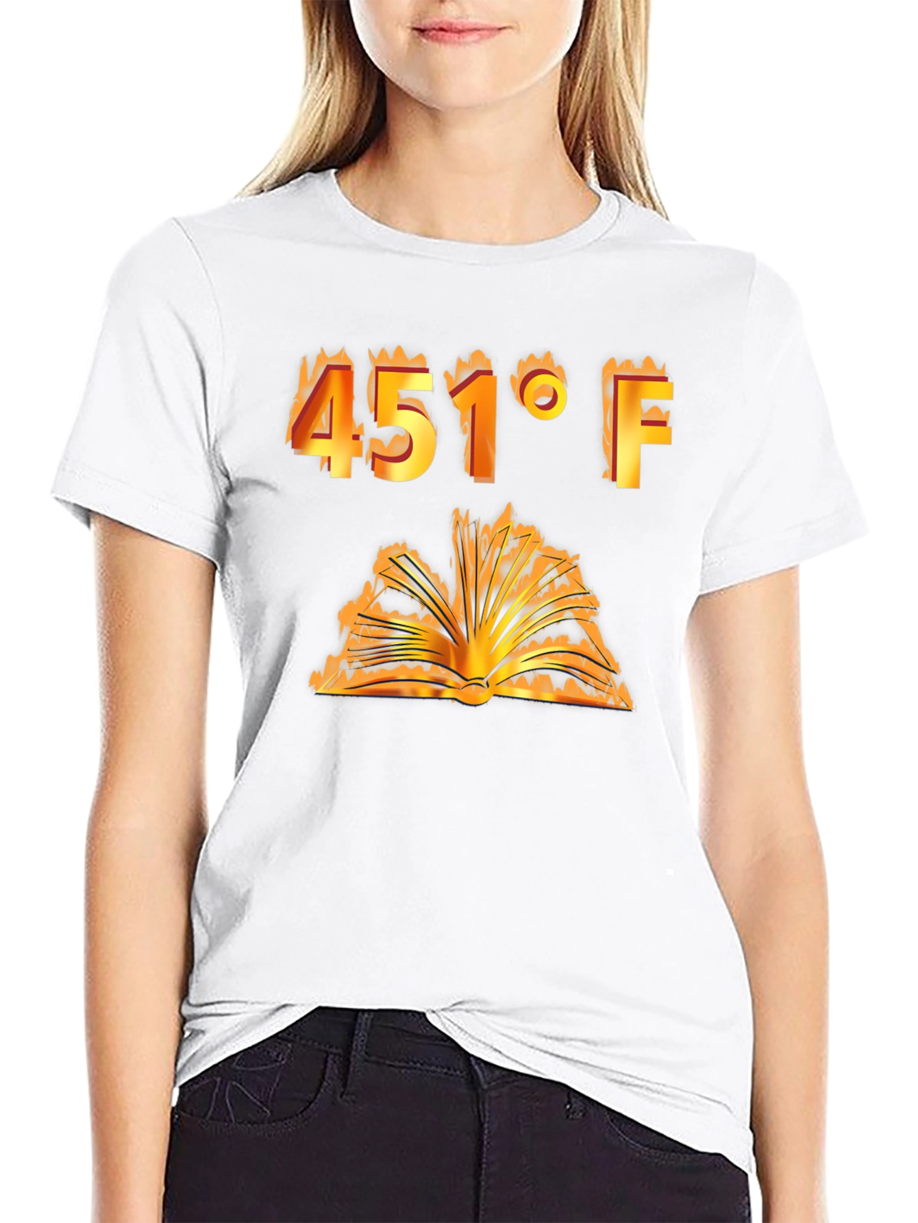 Burning Book 451°F T-Shirt - Fahrenheit Novel Tee