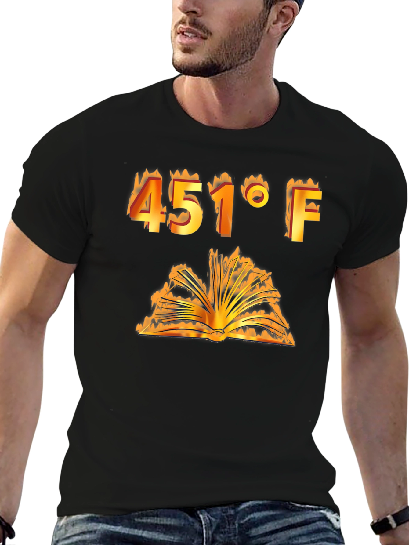 Burning Book 451°F T-Shirt - Fahrenheit Novel Tee