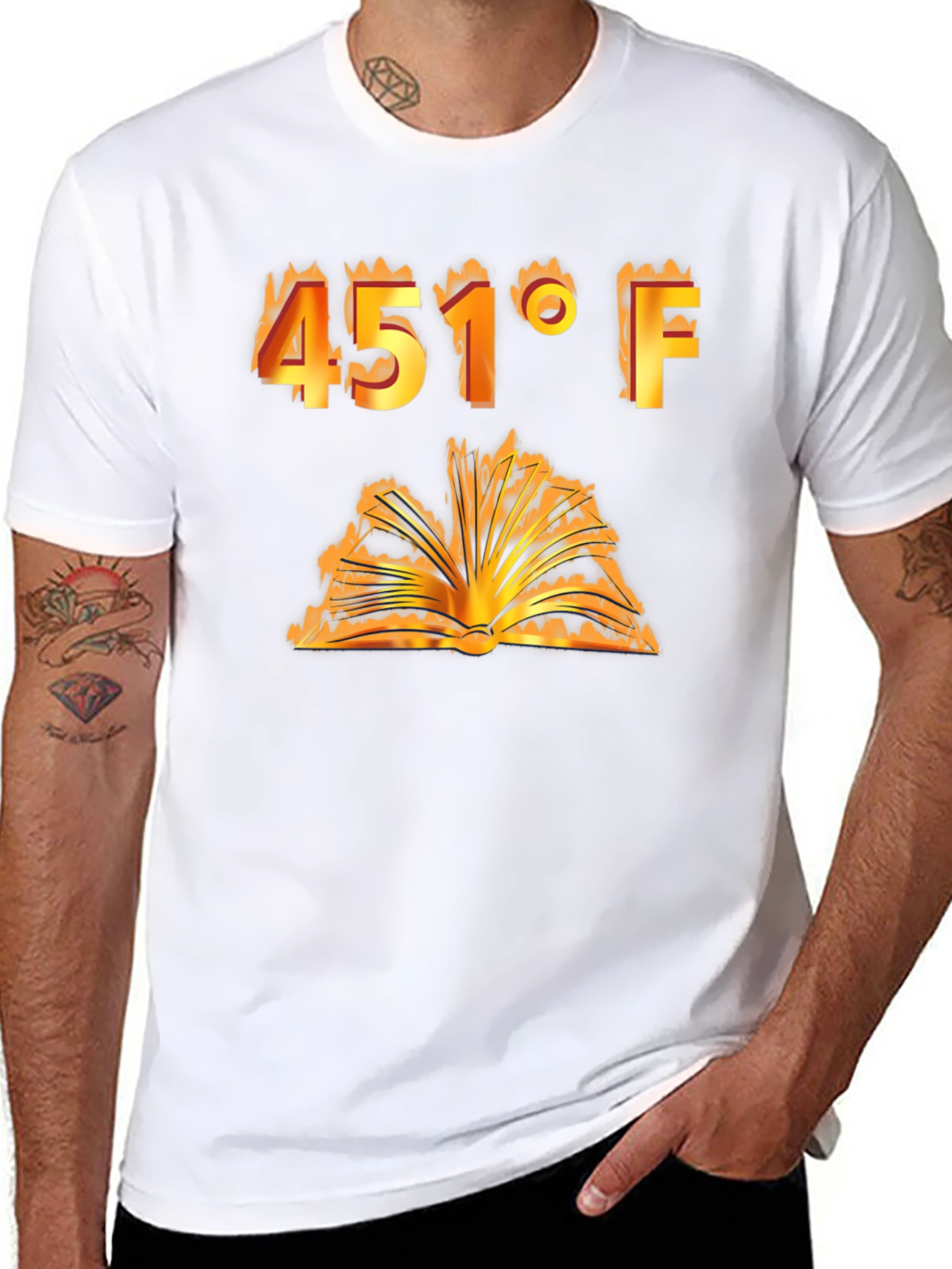 Burning Book 451°F T-Shirt - Fahrenheit Novel Tee