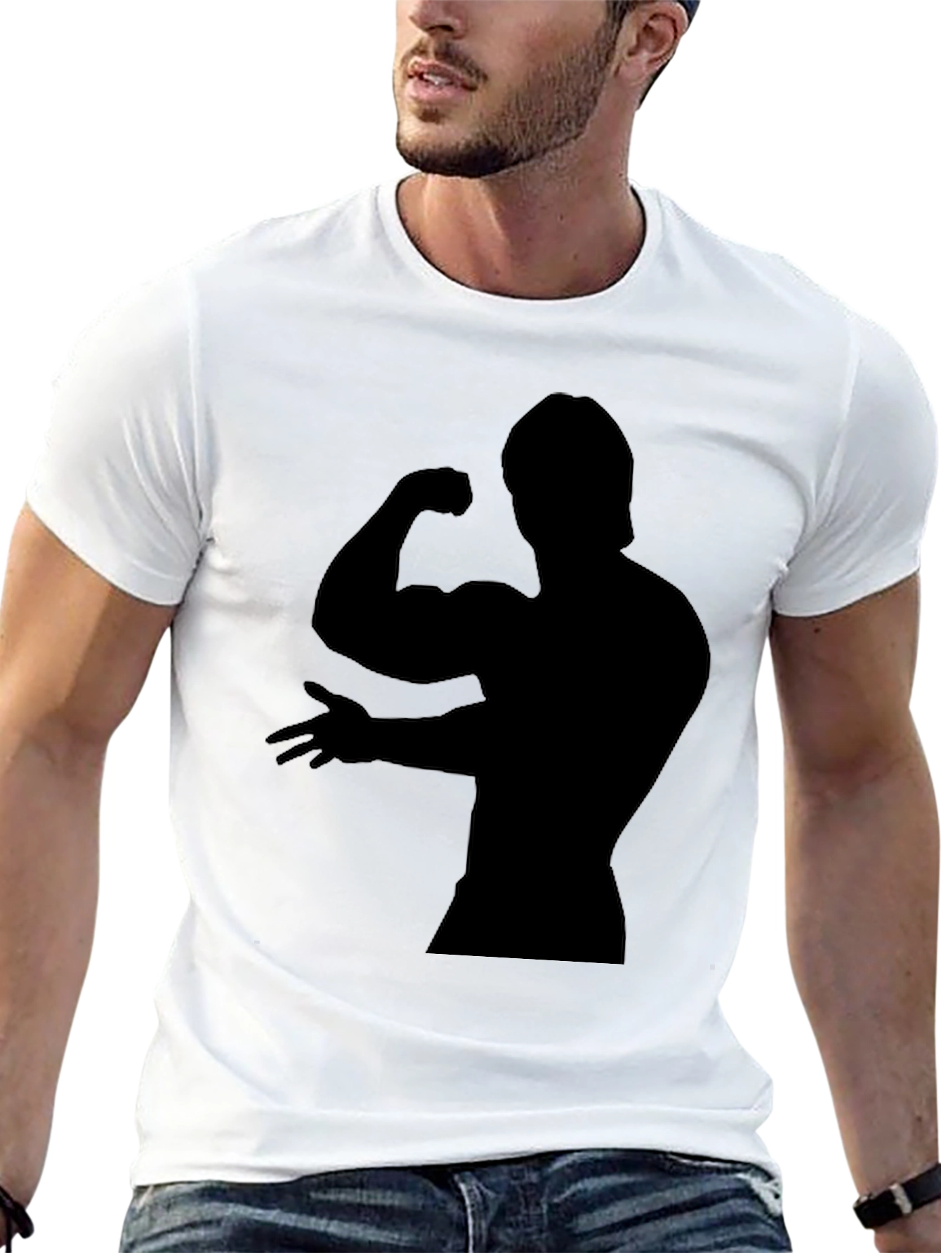 Silhouette Bodybuilder Black Graphic T-Shirt