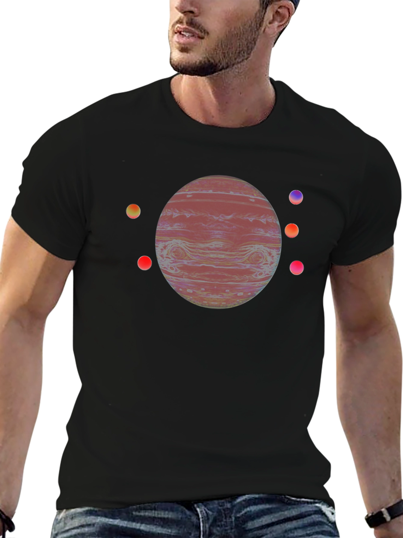 Jupiter Planet Graphic Tee - Black Cotton Blend