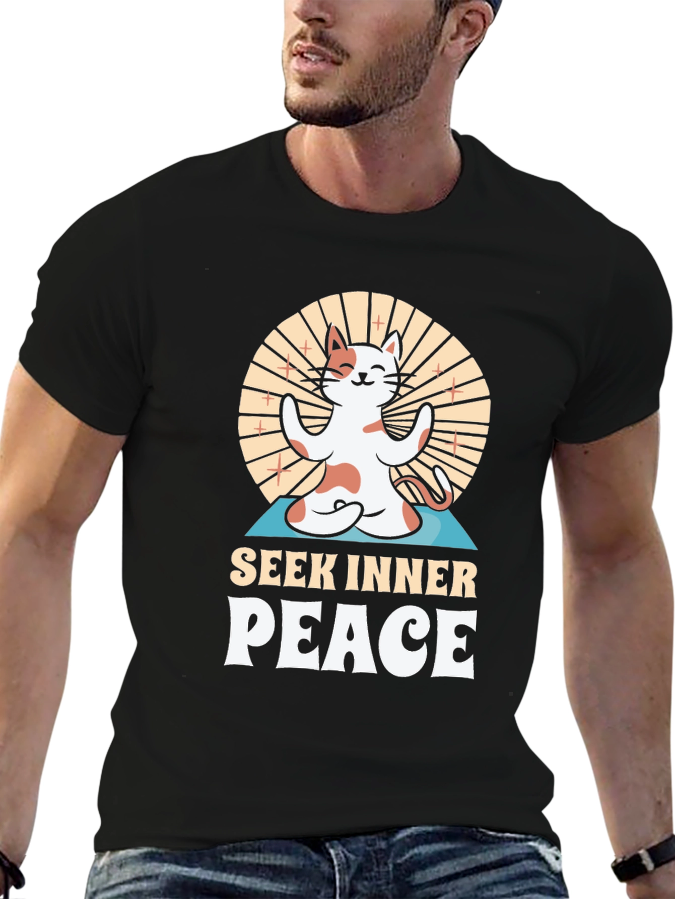 Seek Inner Peace Yoga Cat T-Shirt