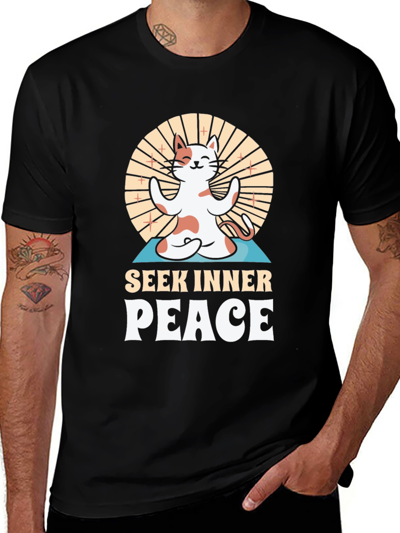 Seek Inner Peace Yoga Cat T-Shirt