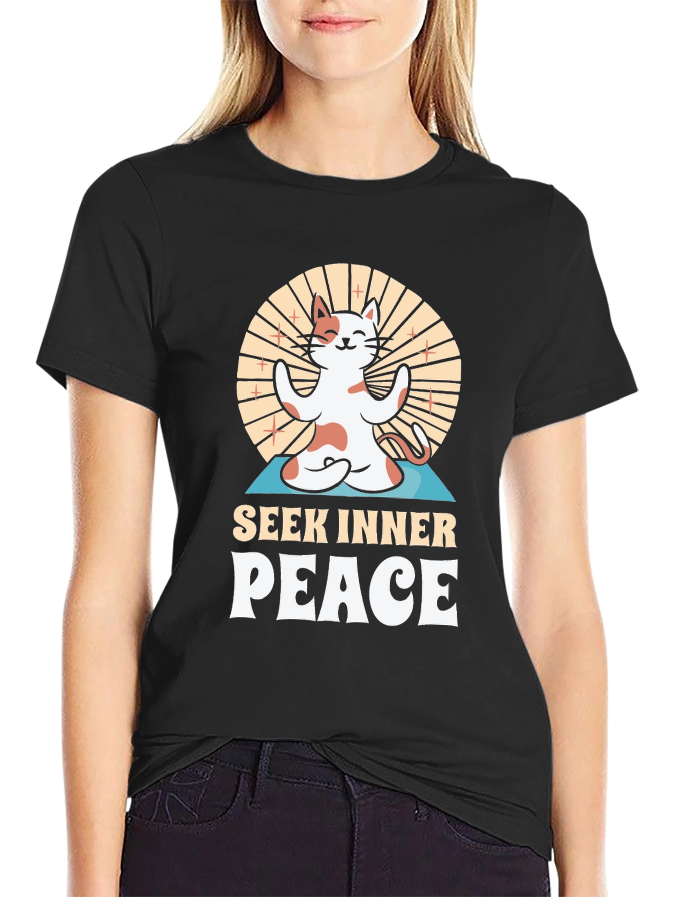 Seek Inner Peace Yoga Cat T-Shirt