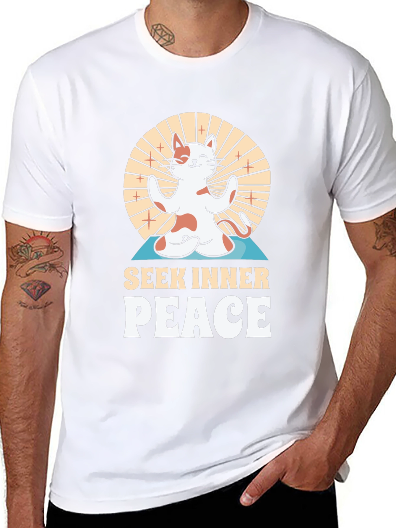 Seek Inner Peace Yoga Cat T-Shirt