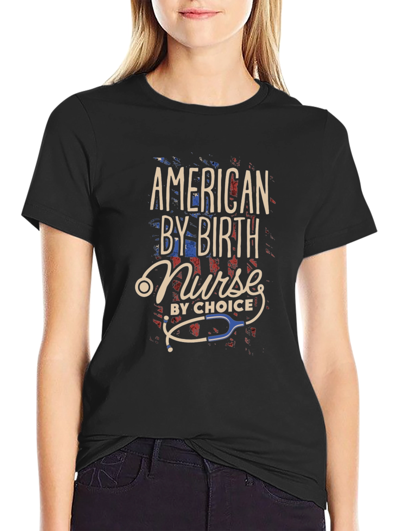 American Nurse By Birth T-Shirt Patriotic Nursing Tee