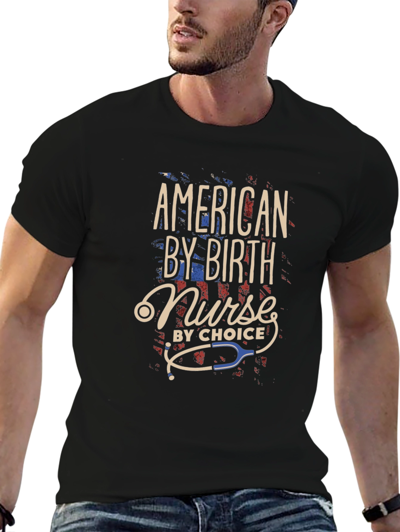 American Nurse By Birth T-Shirt Patriotic Nursing Tee