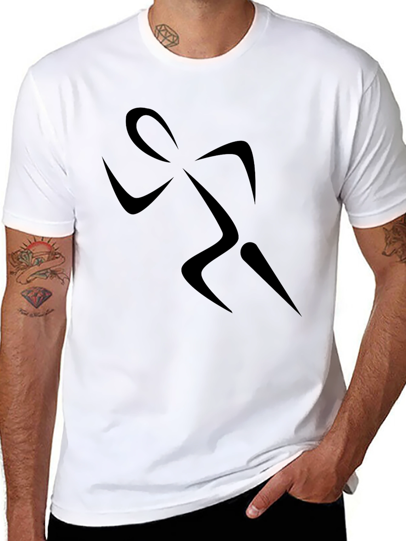 Mens Black Running Silhouette Graphic T-Shirt