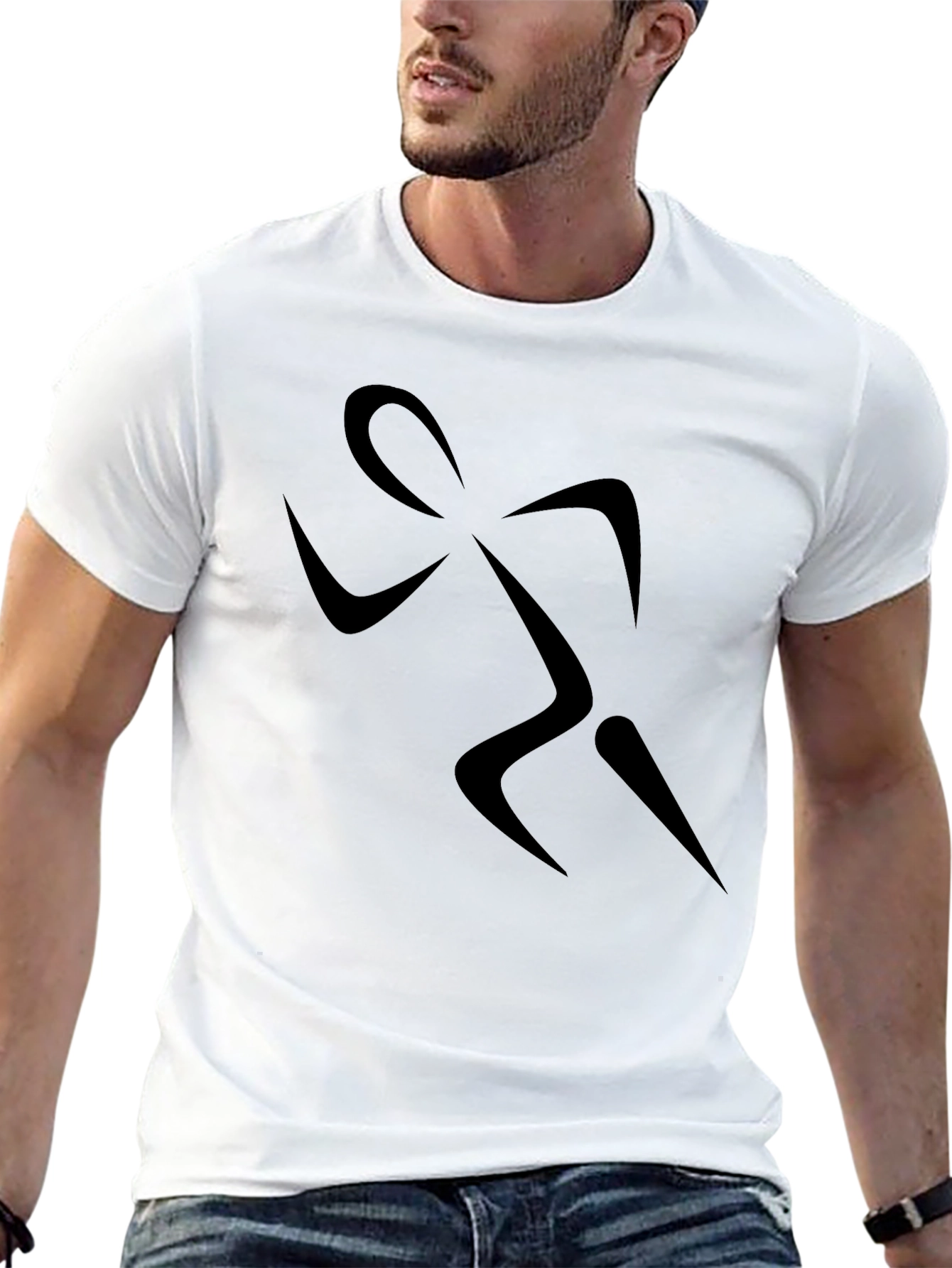 Mens Black Running Silhouette Graphic T-Shirt
