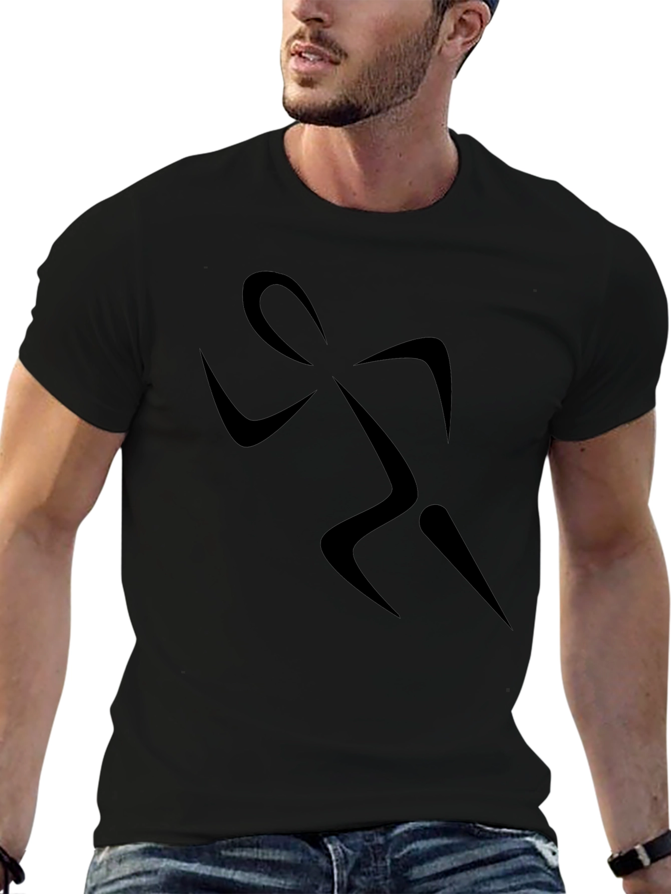 Mens Black Running Silhouette Graphic T-Shirt