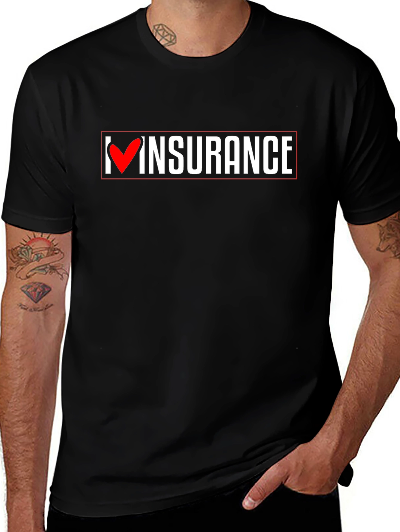 I Heart Insurance Black Cotton T-Shirt