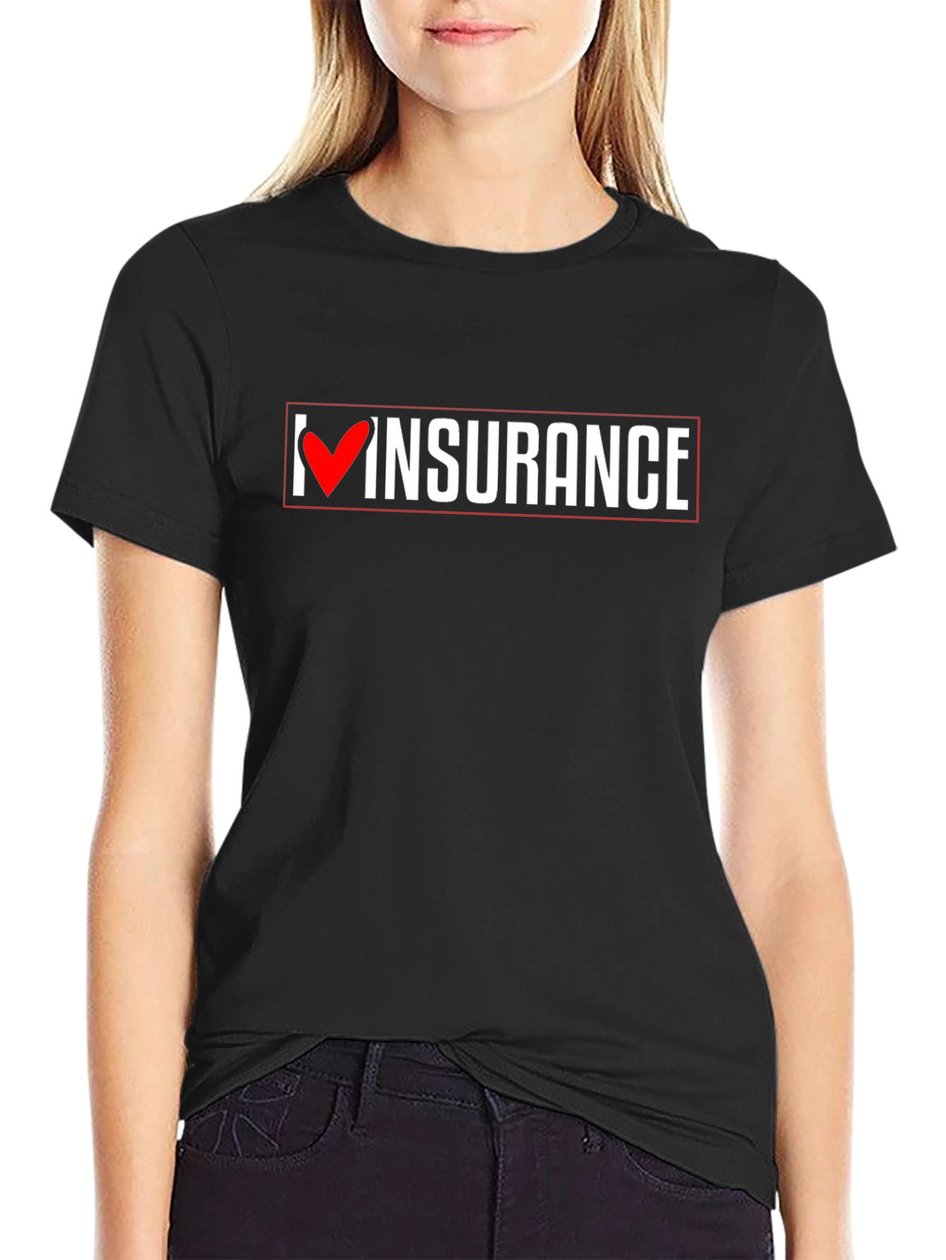 I Heart Insurance Black Cotton T-Shirt