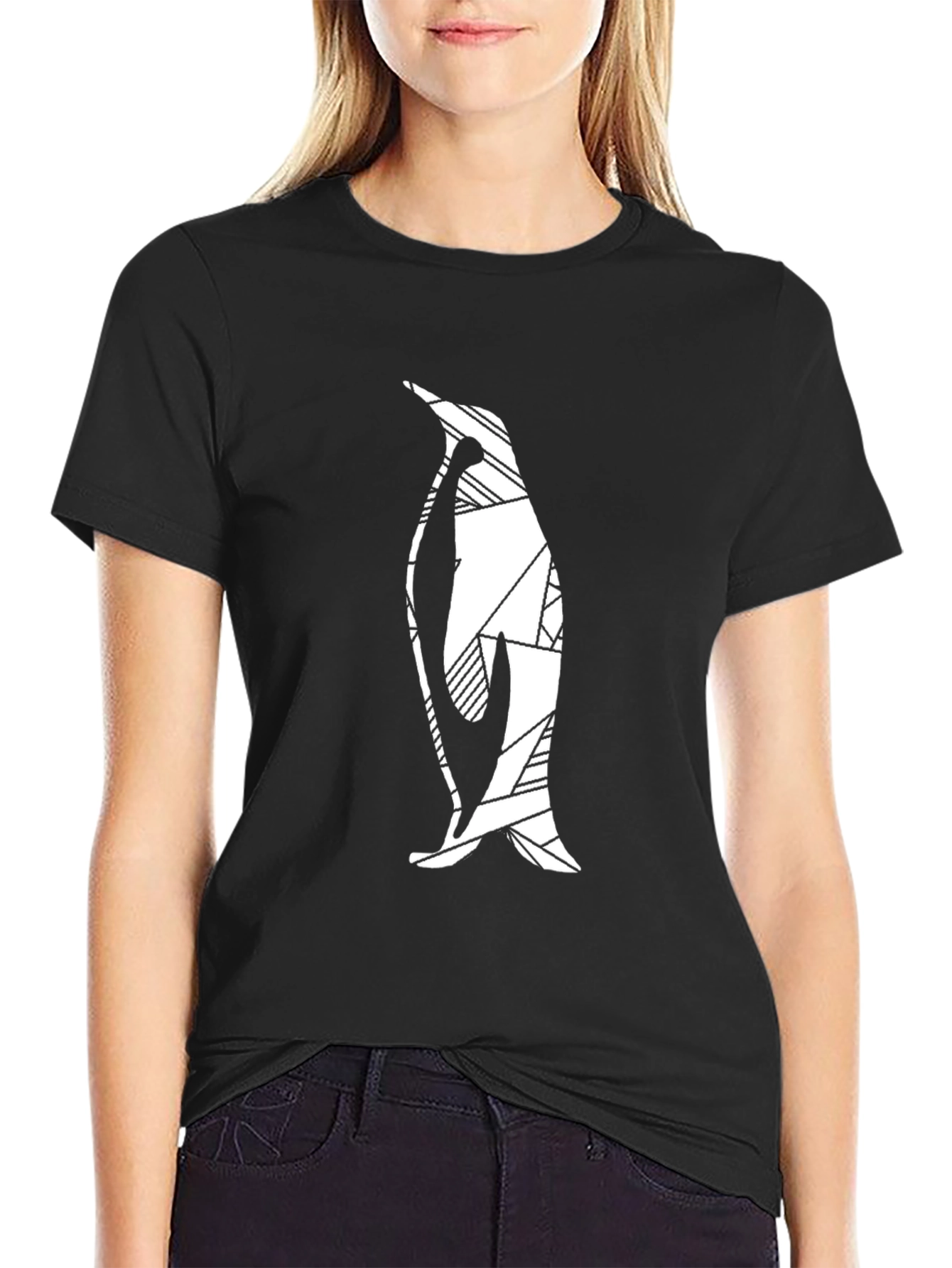 Geometric Penguin Graphic Tee - Mens Black T-Shirt