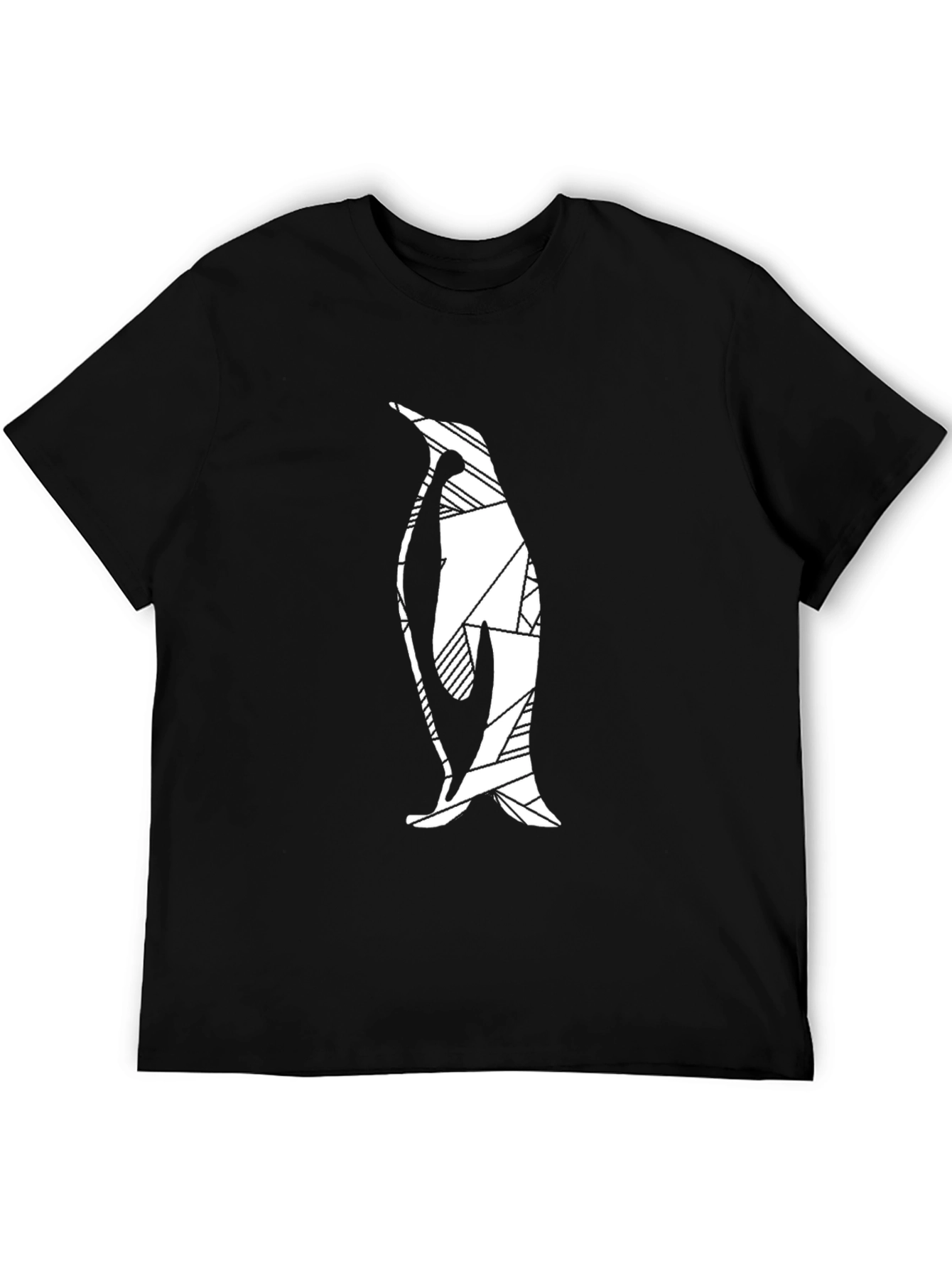 Geometric Penguin Graphic Tee - Mens Black T-Shirt