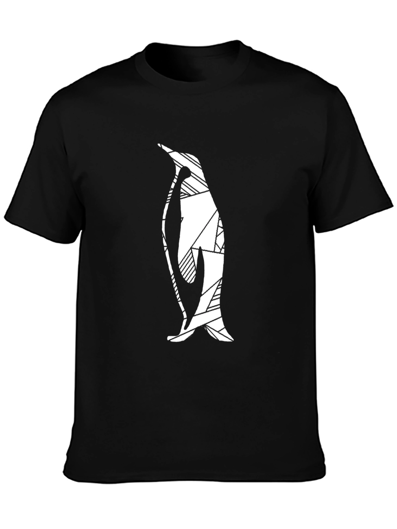Geometric Penguin Graphic Tee - Mens Black T-Shirt