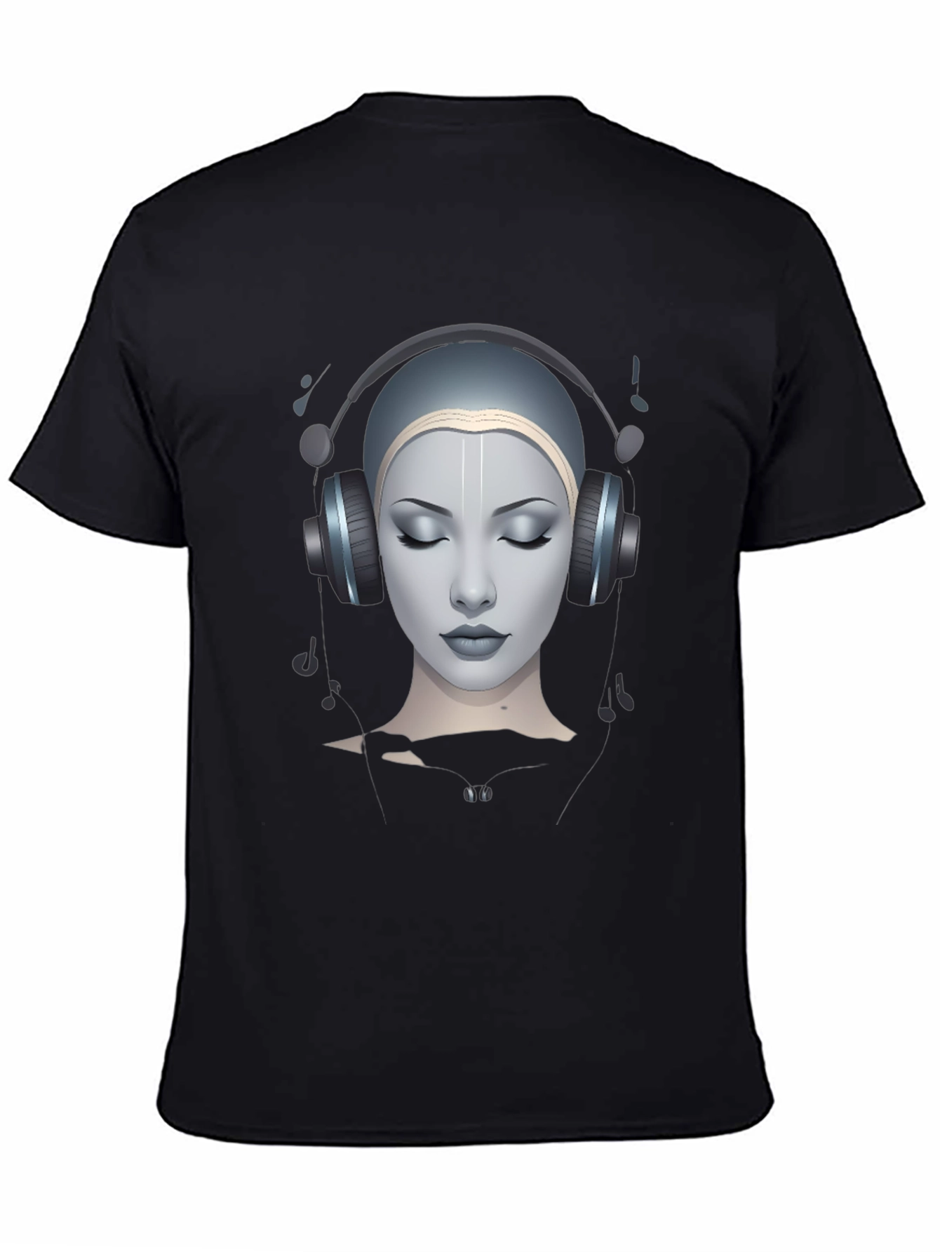 Headphone Girl Black T-Shirt