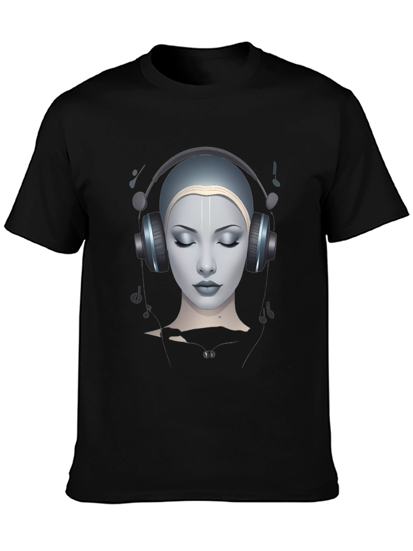 Headphone Girl Black T-Shirt