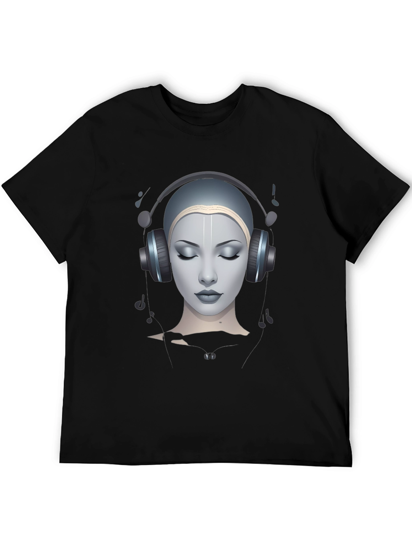 Headphone Girl Black T-Shirt