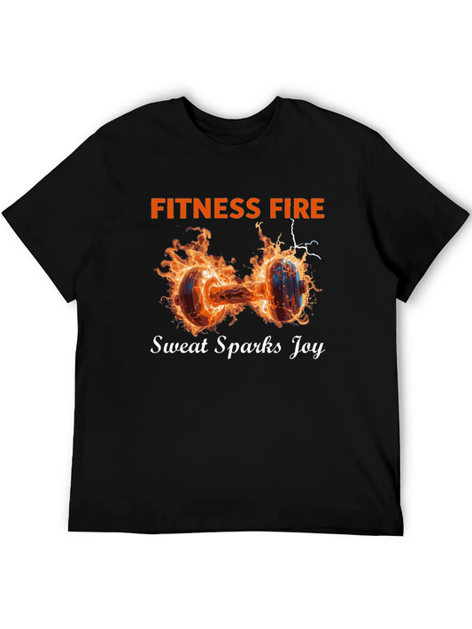 Fitness Fire Graphic Tee - Sweat Sparks Joy Gym Shirt