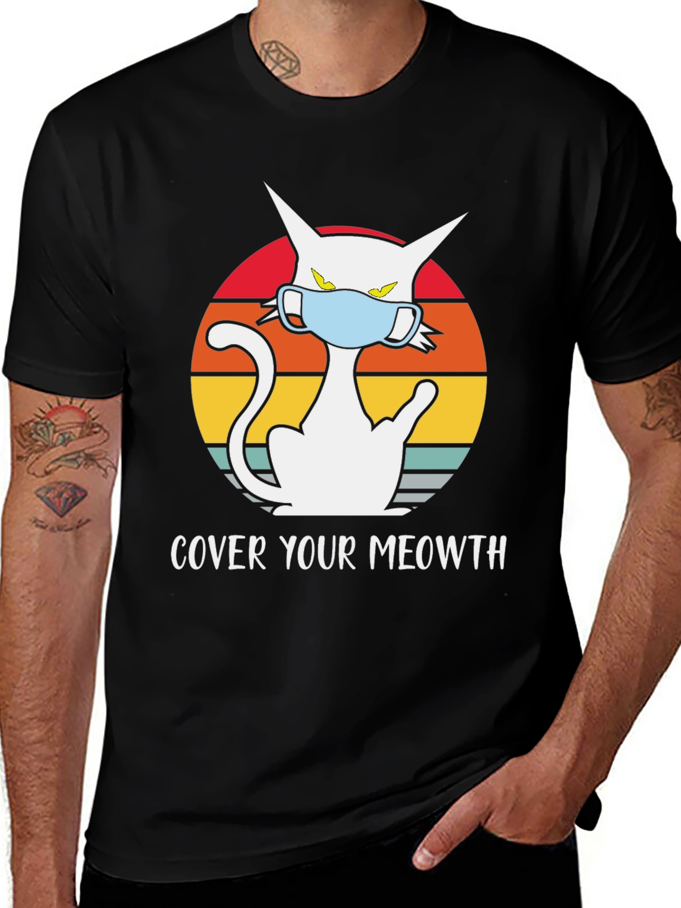 Cover Your Meowth T-Shirt - Cat Mask Graphic Tee