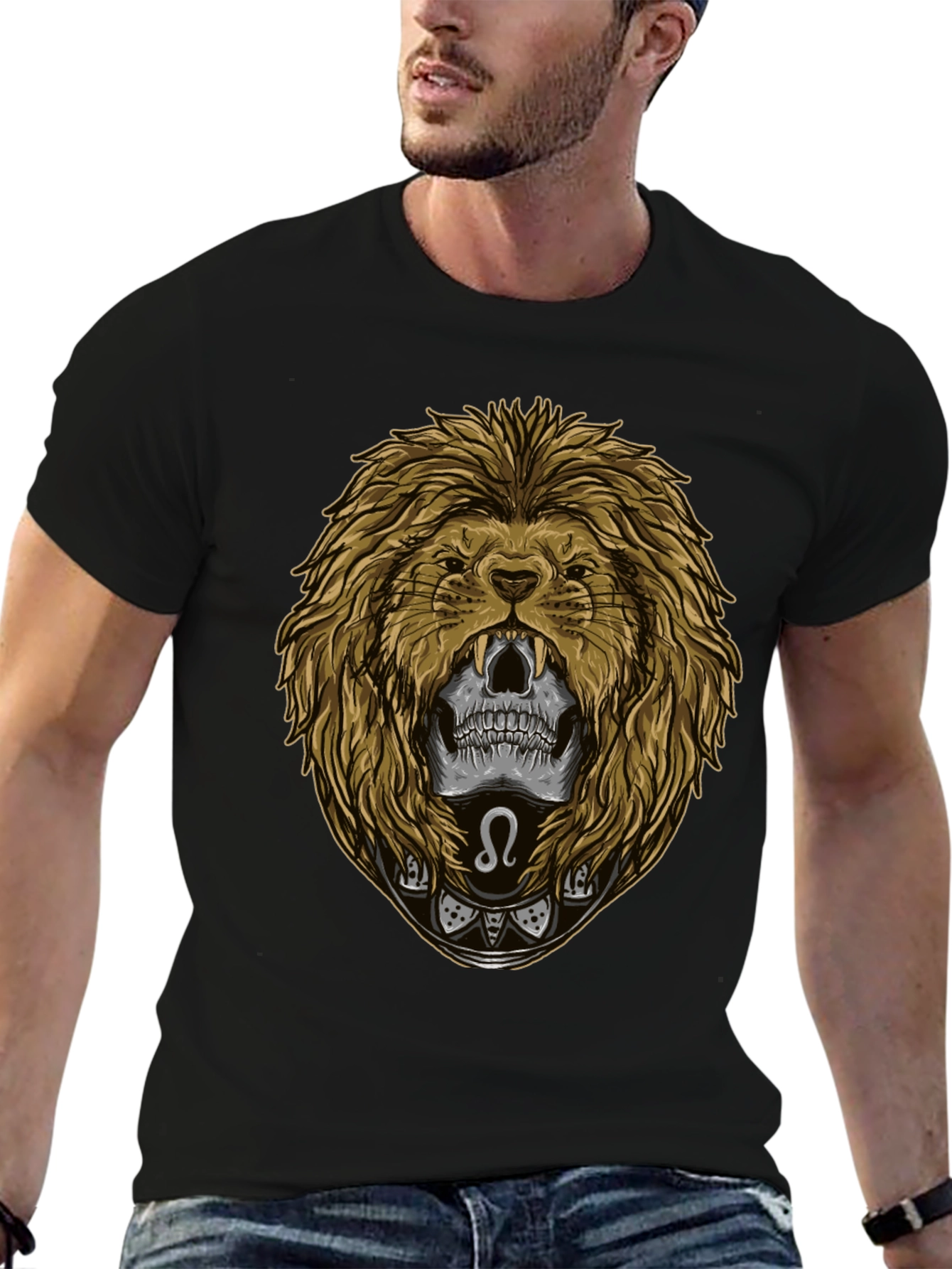 Leo Skull Graphic Tee - Zodiac Sign T-Shirt