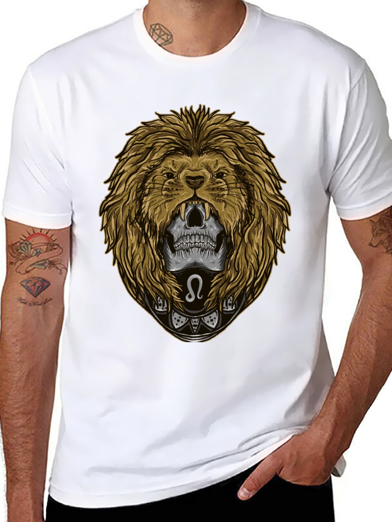 Leo Skull Graphic Tee - Zodiac Sign T-Shirt