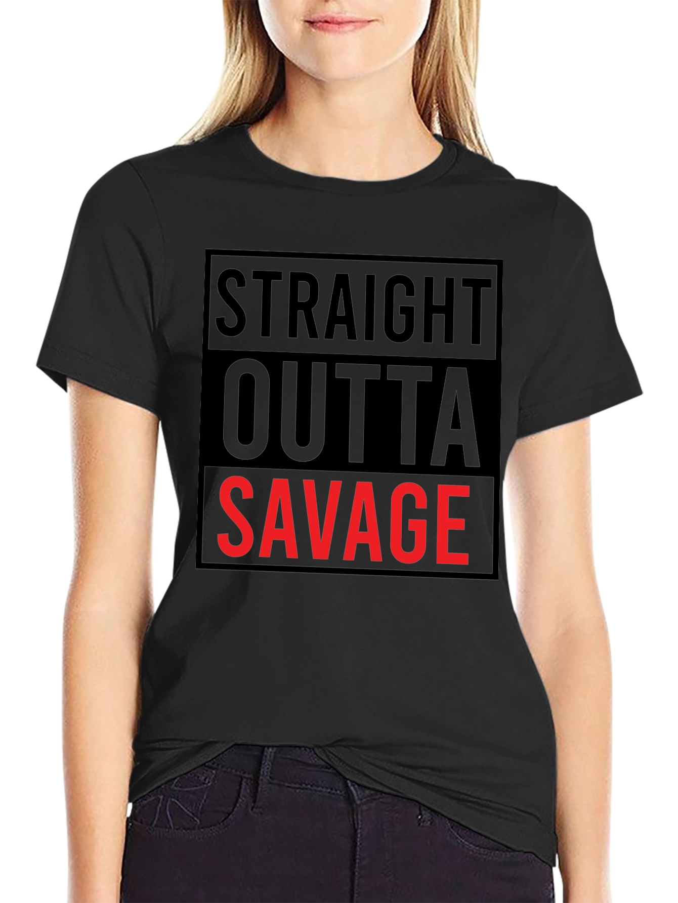 Straight Outta Savage Graphic Tee - Bold Statement Shirt