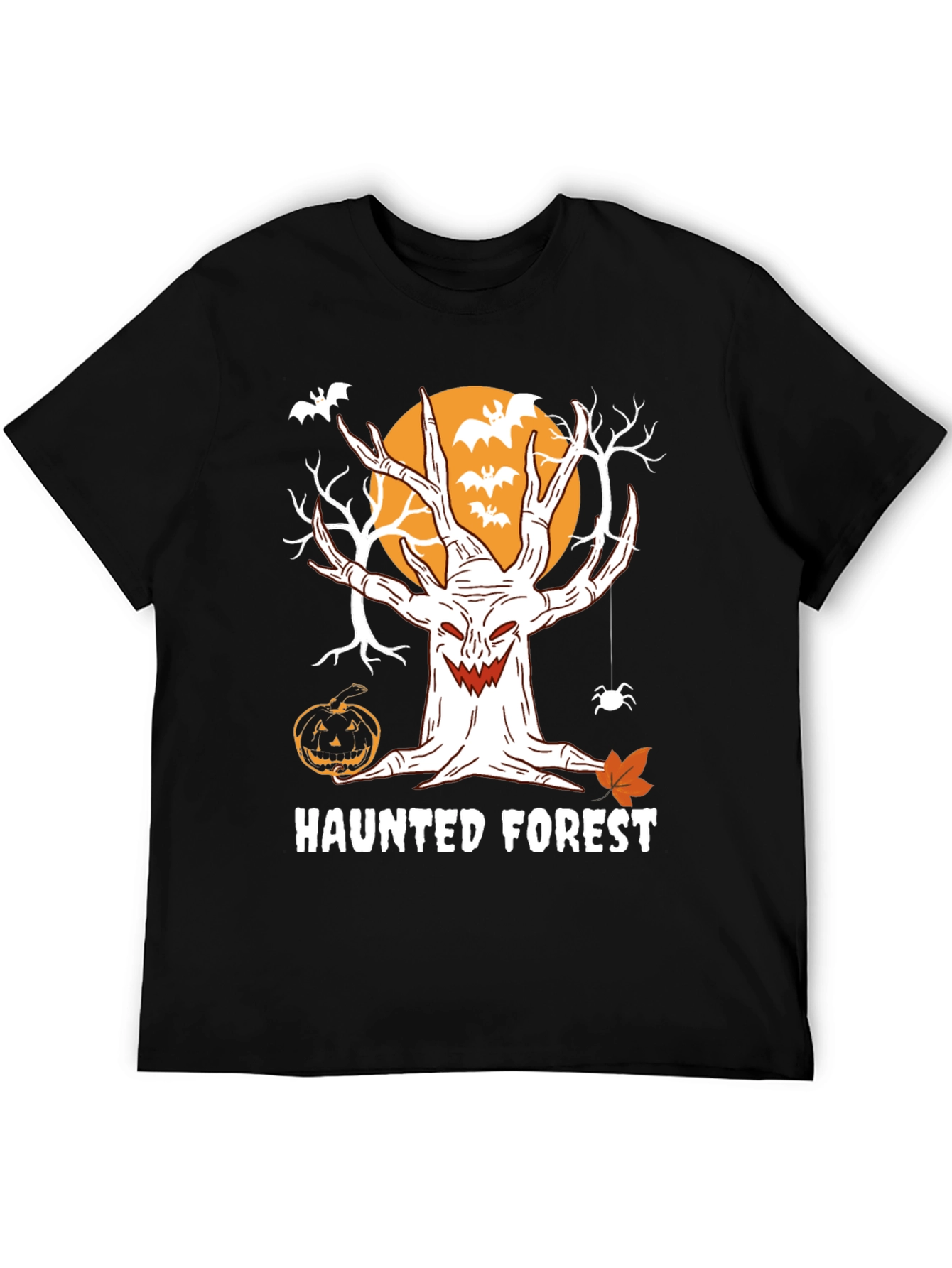 Haunted Forest Halloween T-Shirt - Spooky Tree Design