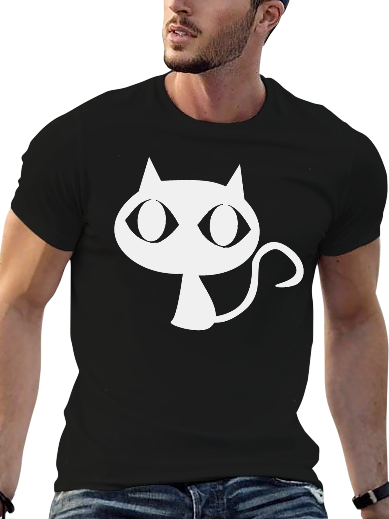 Cool Cat Graphic Tee - Black Cotton T-Shirt
