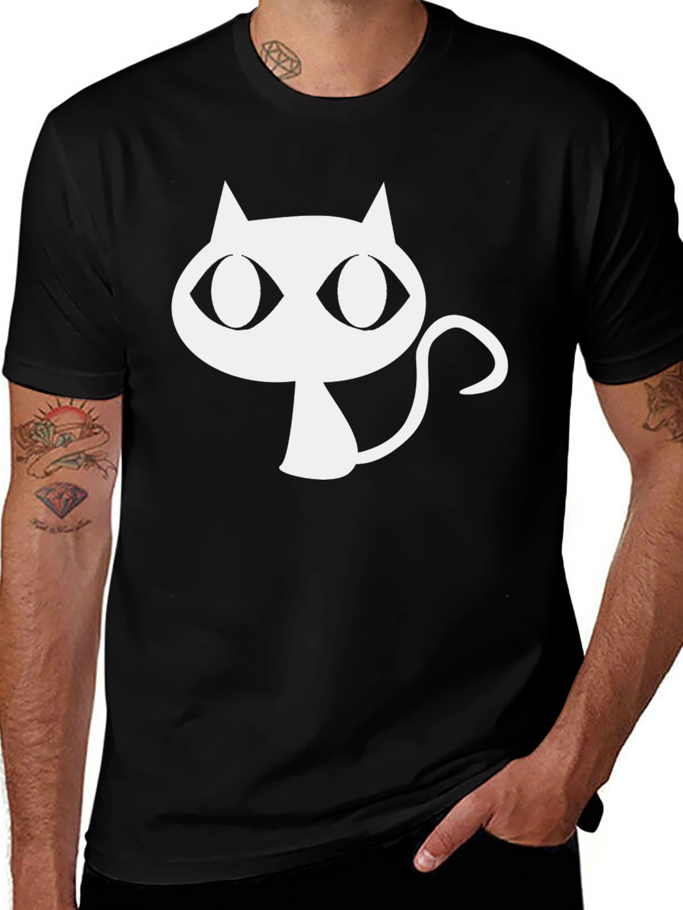 Cool Cat Graphic Tee - Black Cotton T-Shirt