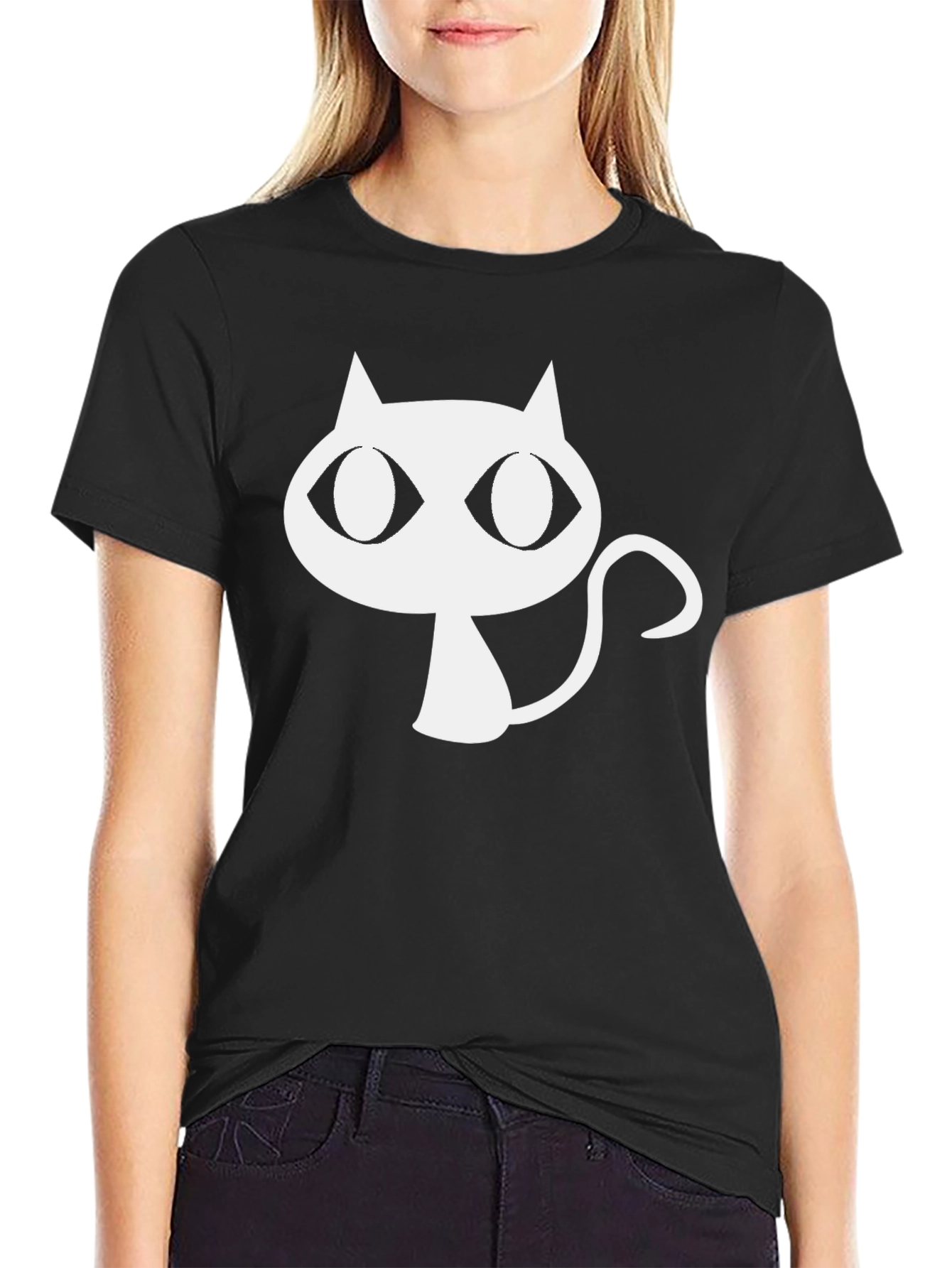 Cool Cat Graphic Tee - Black Cotton T-Shirt
