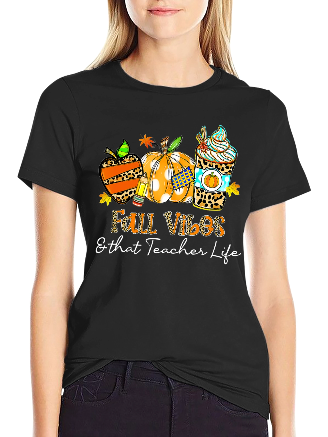 Fall Vibes Teacher Life Graphic Tee