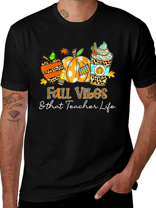 Fall Vibes Teacher Life Graphic Tee