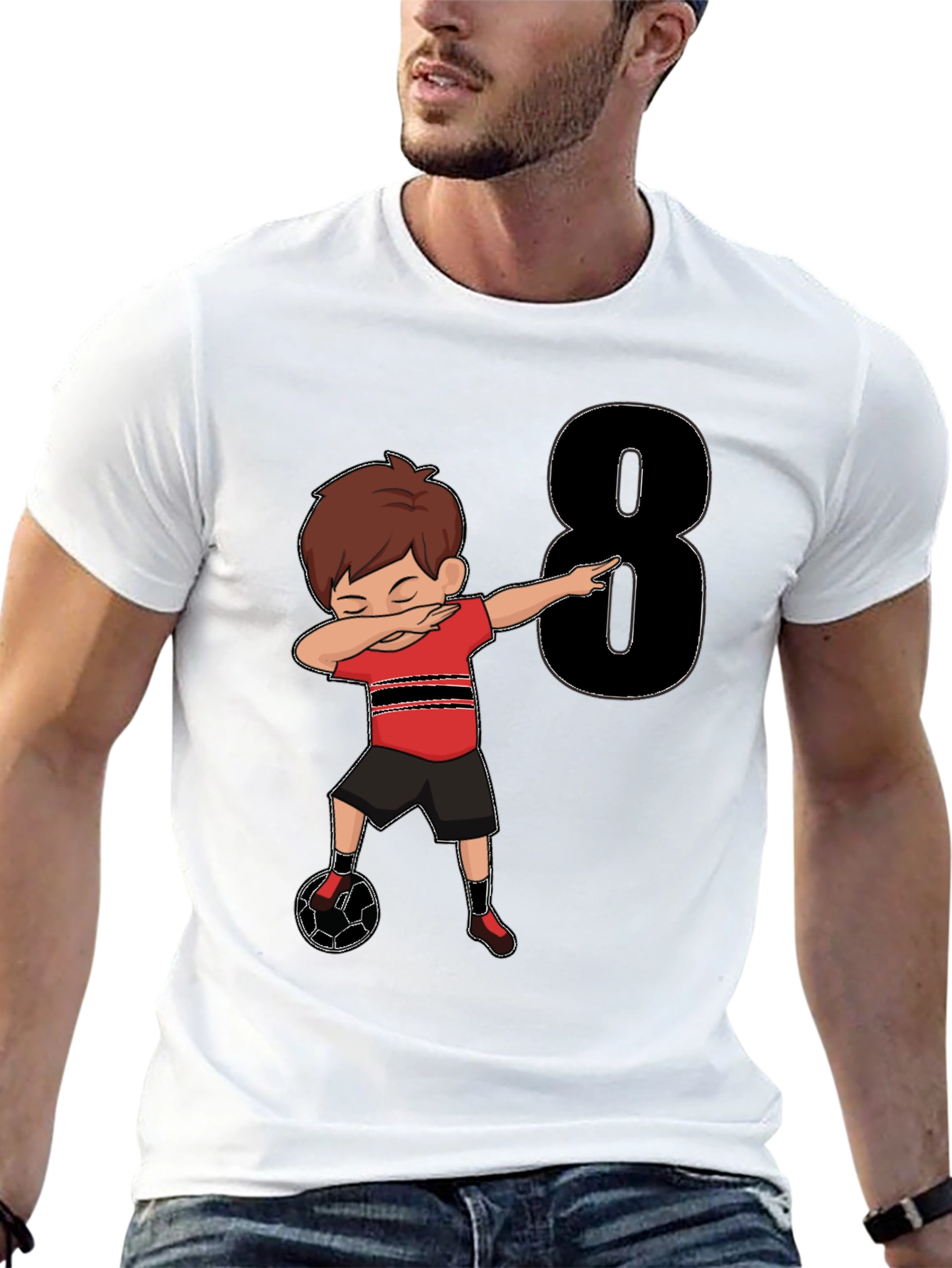 Boys 8th Birthday Soccer Dab T-Shirt