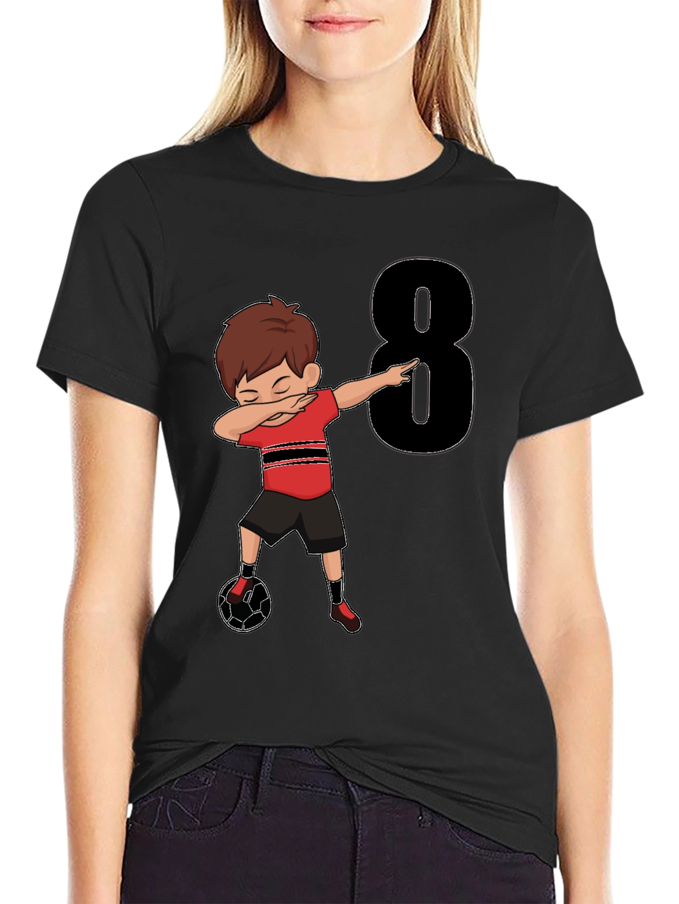 Boys 8th Birthday Soccer Dab T-Shirt