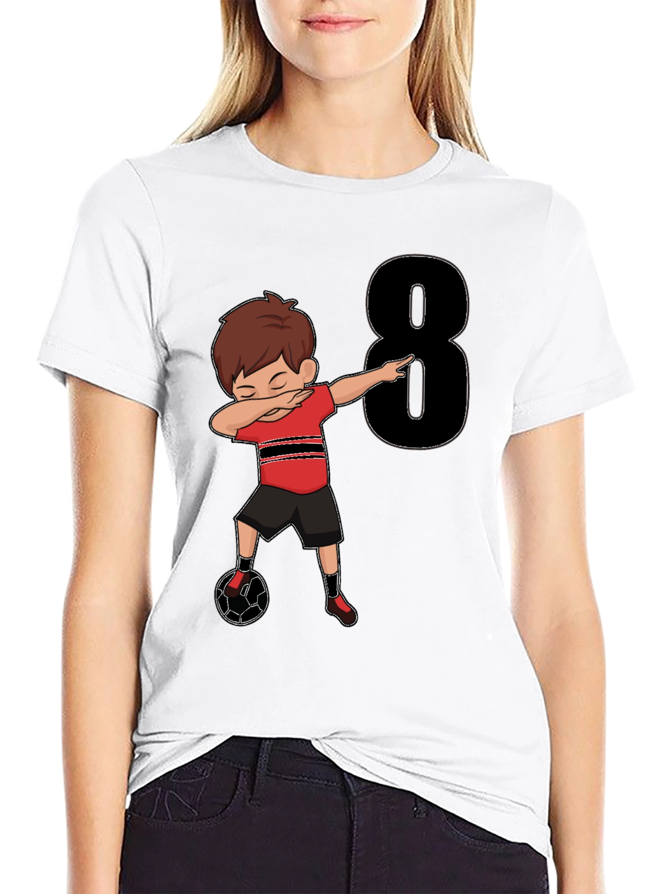 Boys 8th Birthday Soccer Dab T-Shirt