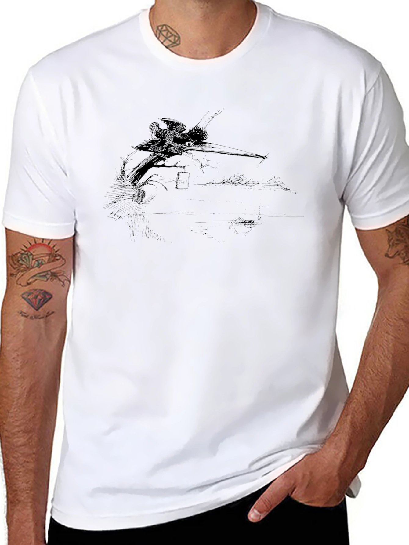 Sketch Art Black T-Shirt - Mens Casual Tee