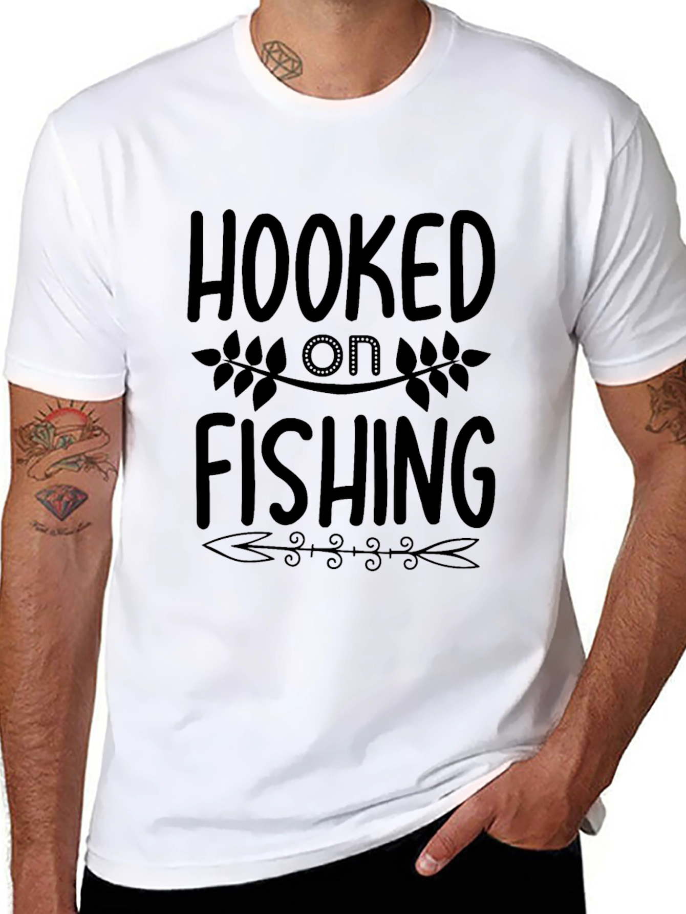 Hooked On Fishing Black Graphic Tee