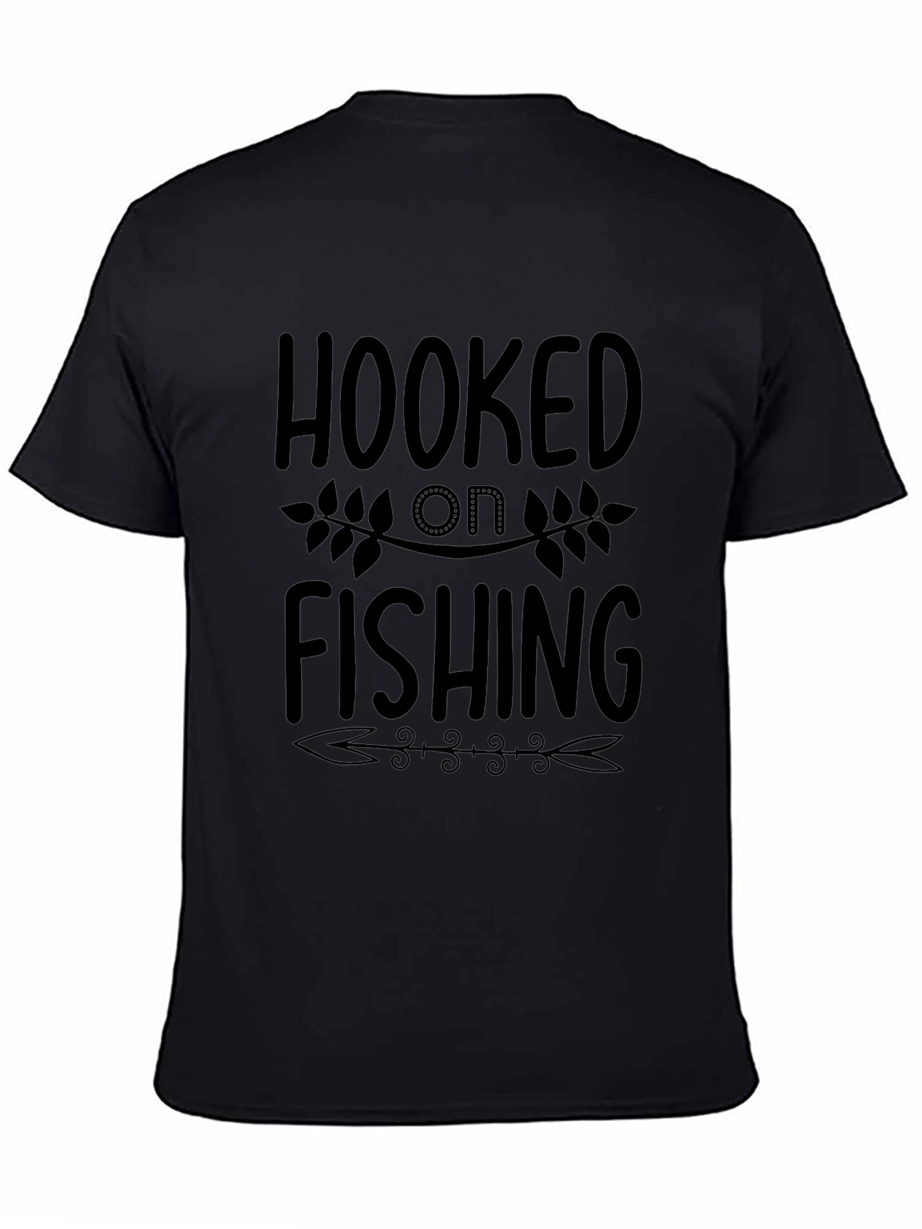 Hooked On Fishing Black Graphic Tee