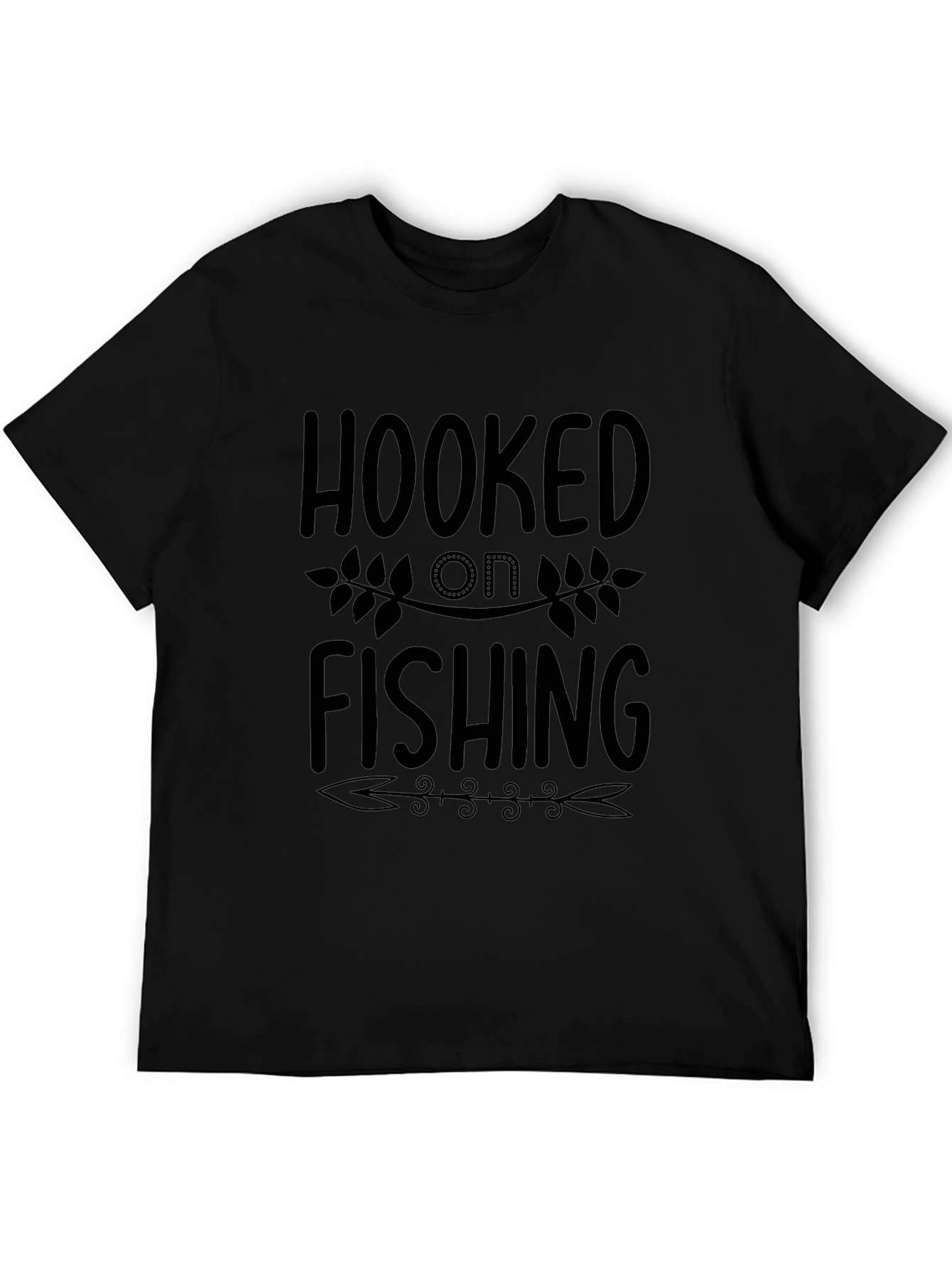 Hooked On Fishing Black Graphic Tee