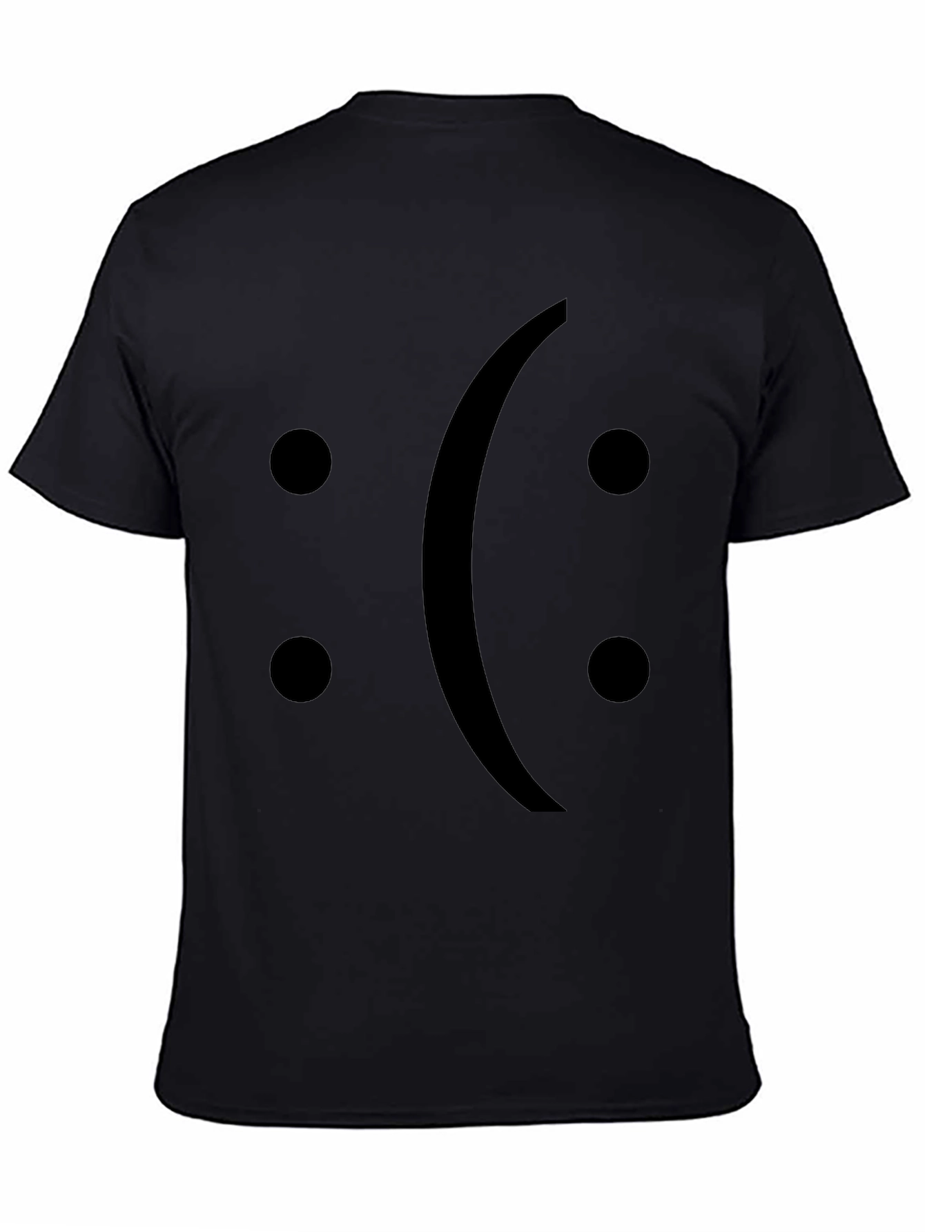 Sad Face Graphic Tee - Black Casual T-Shirt