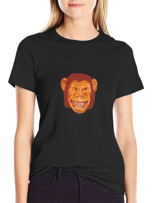 Funny Monkey Graphic Tee - Black Cotton T-Shirt