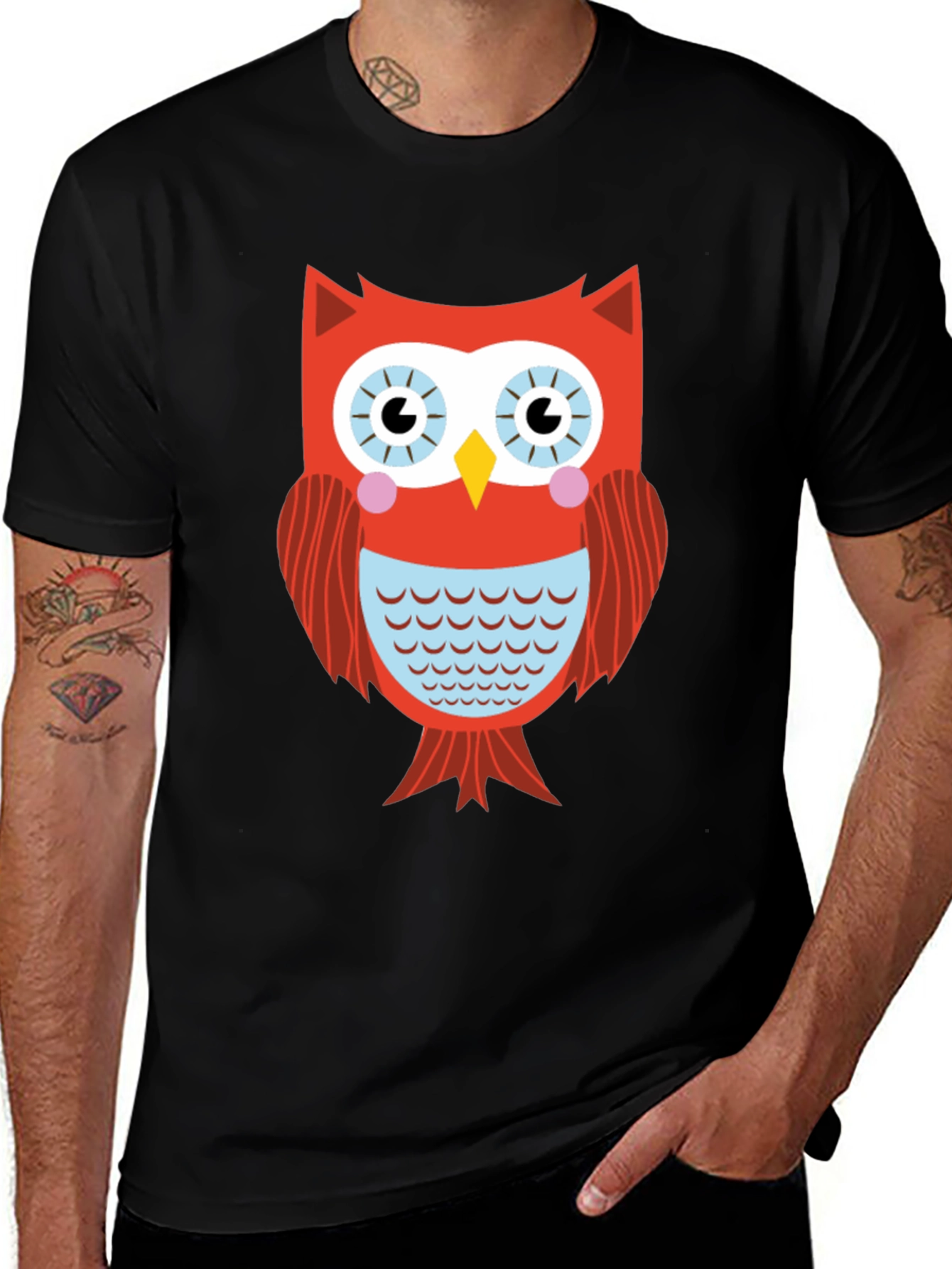 Cool Owl Graphic Black T-Shirt