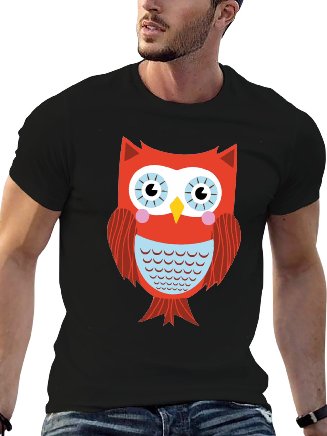Cool Owl Graphic Black T-Shirt