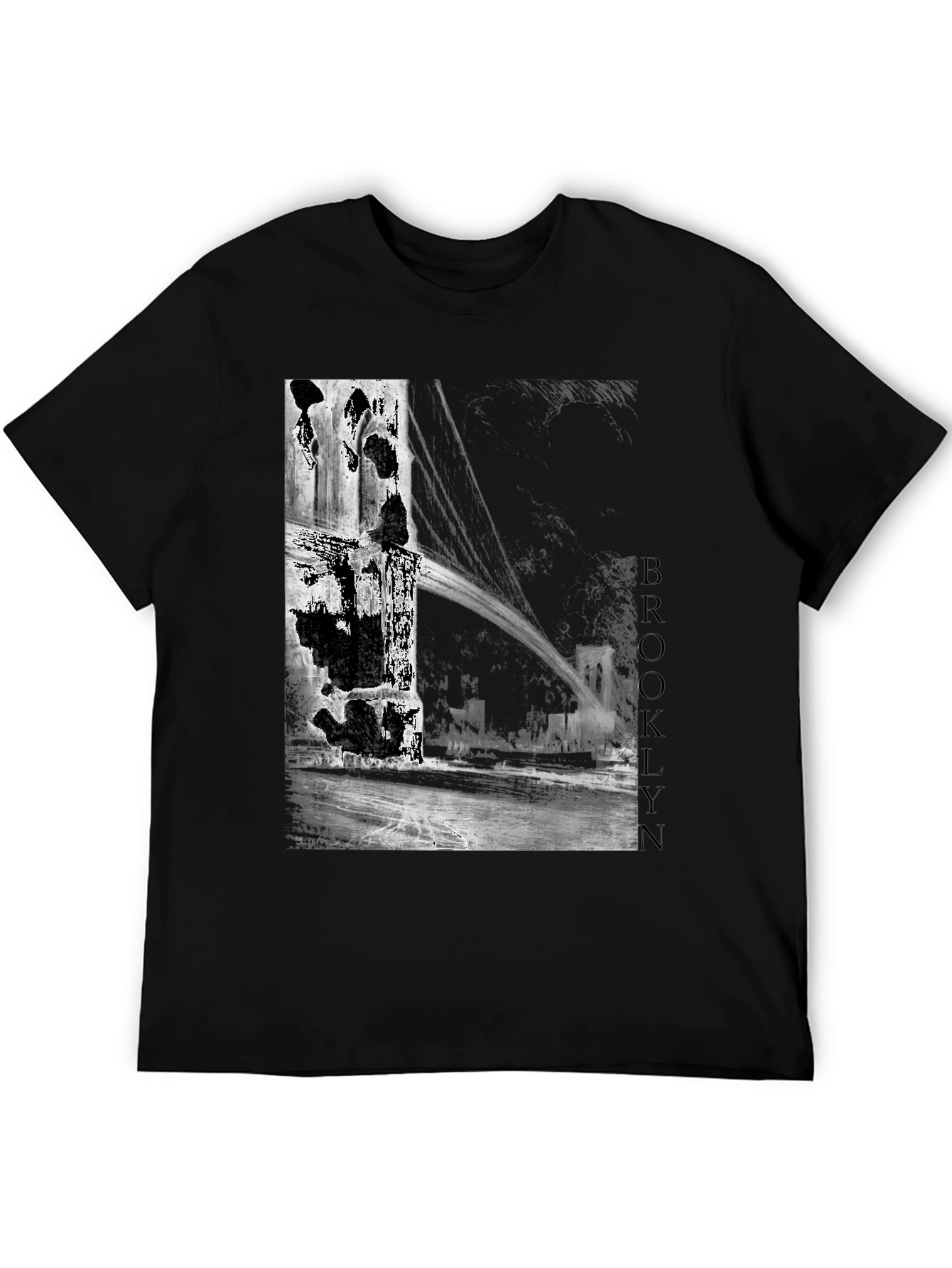 Brooklyn Bridge Graphic Tee - Grunge Style Black Shirt